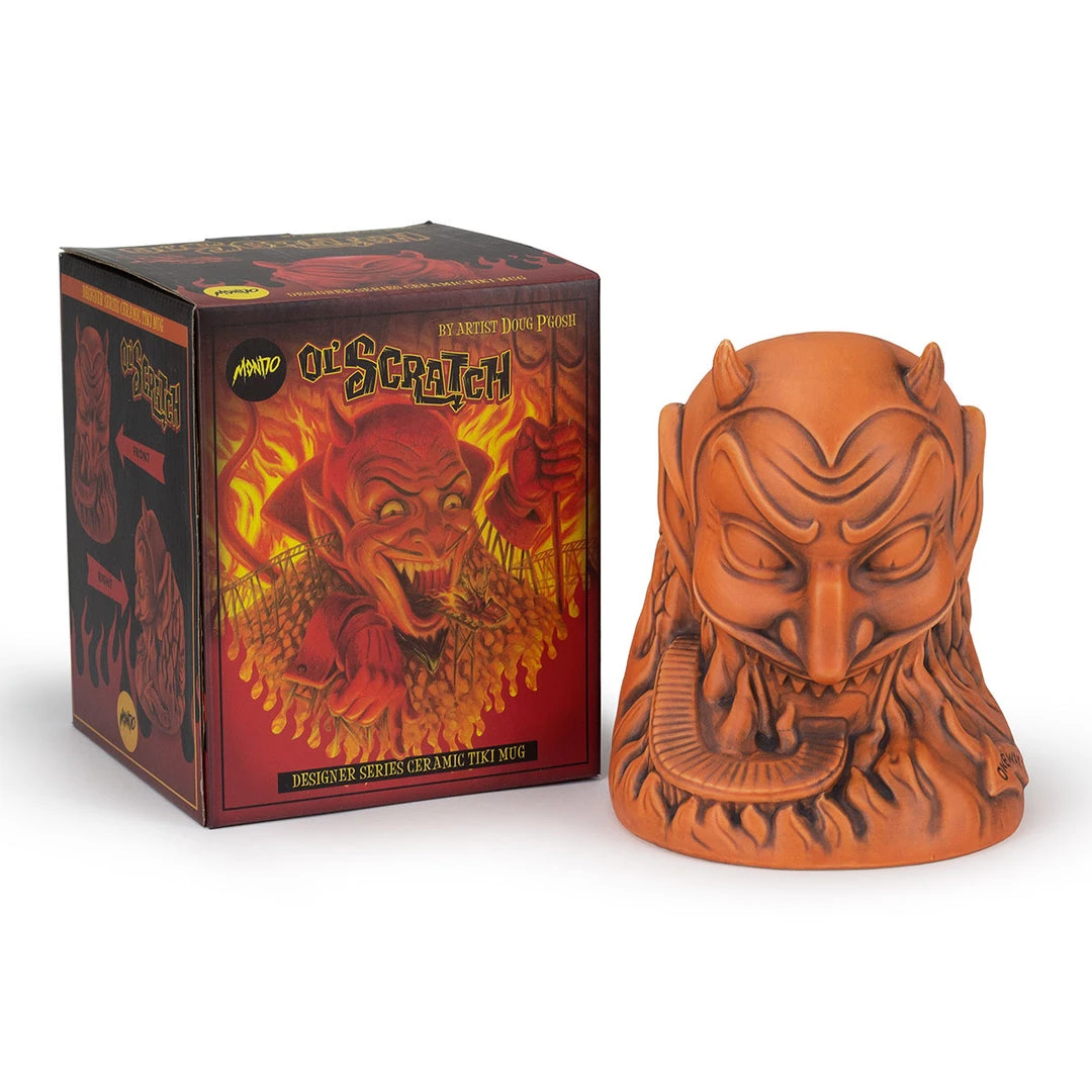 Doug P'Gosh Tikis Ol' Scratch Designer Series Tiki Mug - Orange 4 Doug P'Gosh Tikis Ol' Scratch Designer Series Tiki Mug - Orange