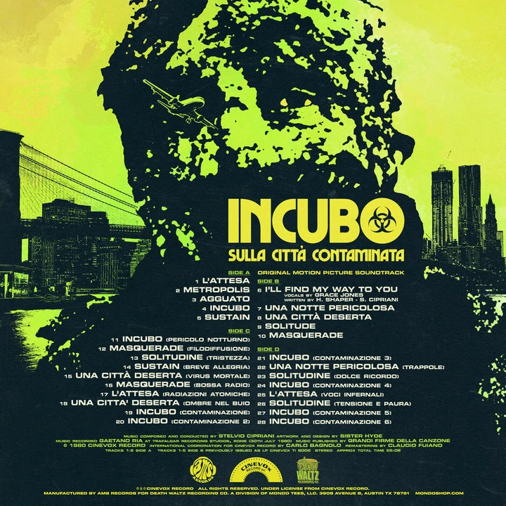 Stelvio Cipriani Nightmare City (Incubo Sulla Città Contaminata) Original Soundtrack 2XLP 4 Stelvio Cipriani Nightmare City (Incubo Sulla Città Contaminata) Original Soundtrack 2XLP